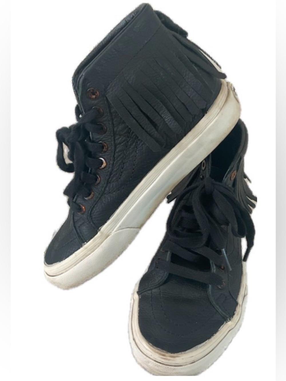 ***Vans ** SK8-Hi Fringe/ Black High-top Lace-Up Sneakers